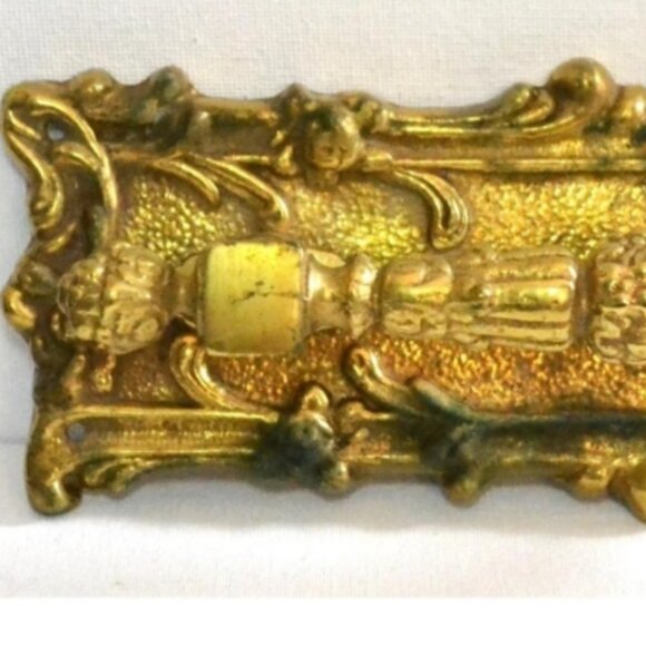 Decorative Gold Colored Metal Drawer Pull Nearly 3 Pound Weight - Picture 5 of 7